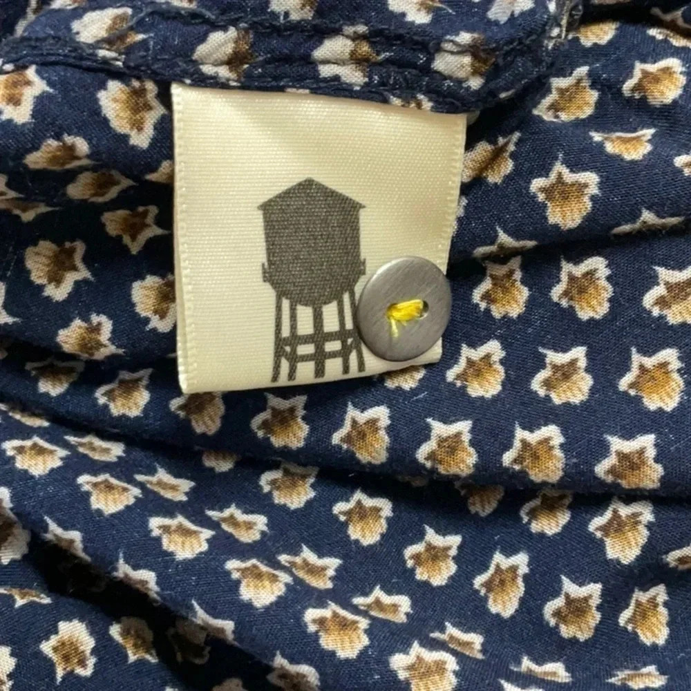 Brooklyn Industries V Neck Tunic Dress Navy Print SMALL - Picture 10 of 12